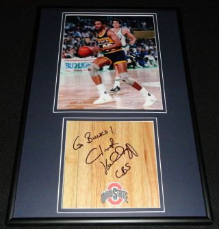 Clark Kellogg Signed Framed 12x18 Floorboard & Photo Display Pacers Ohio State