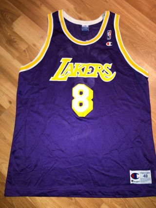 Vintage Champion Brand Los Angeles Lakers Kobe Bryant 8 Jersey,  Mens Xl Retro