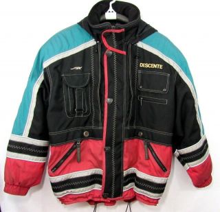 Descente Vintage Ski Snowboarding Snow Jacket Black Red Blue - Mens Xl