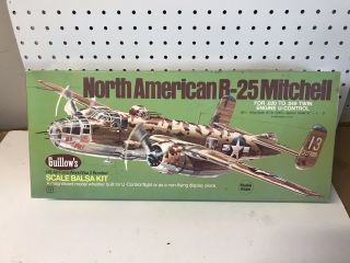 Vintage Guillows B 25 Mitchell Control Line Model Airplane Kit Ff Rubber