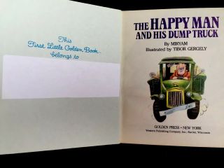 HAPPY MAN & HIS DUMP TRUCK Vintage Children ' s FIRST Little Golden Book 2