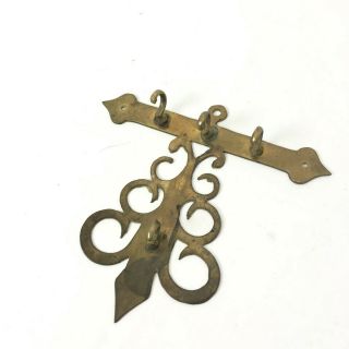 Vintage Brass Key Holder Hooks Wall Hang Decor Jewelry Necklace Display