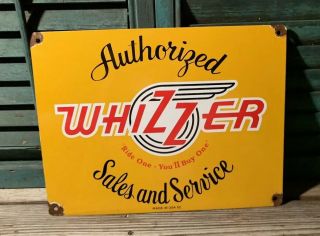 Vintage Whizzer Authorized Sales And Service Porcelain Gas Station Sign