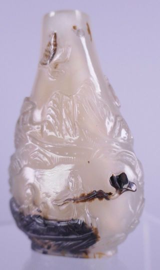 18th/19th Century Chinese Carved Cameo Agate Landscape Snuff Bottle 3