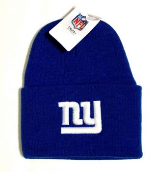 York Ny Giants Blue Cuffed Knit Hat Beanie - With Tags