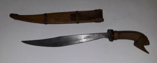 Tenegre Philippines Antique Sword Moro Knife Dagger Carved Sheath Scabbard