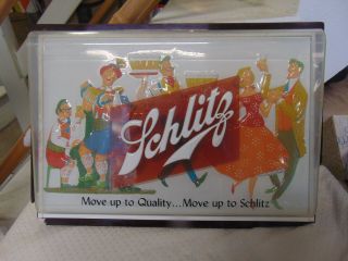 Vintage Schlitz Beer Sign 3d Move Up To Quality Move Up To Schlitz 1957 Ad Sign