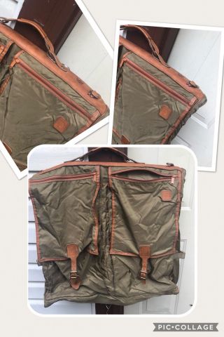 Vintage Hartmann Hanging Garment Carry On Nylon & Leather Trim Expandable Bag