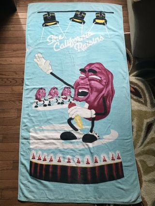 Vintage California Raisins Beach Towel 1980s Advertising