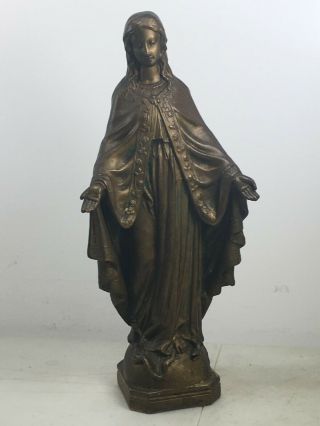Antique Around 300 Years Old Pink Brass Marie Mary Statue Came From A Church (j)