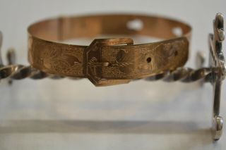 Antique Victorian Rose Gold Filled Bracelet Belt Buckle Adjust 7.  5 " Circa 1870 