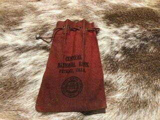 Central National Bank Bag Poteau Oklahoma Vintage Coin Bag