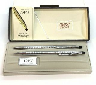 Nos Cross Brand Rex Silver Plate Pair Pen Pencil Vintage And