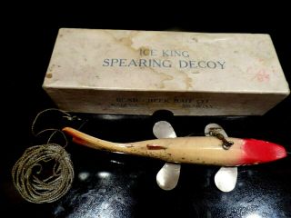 Vintage Ice King Spearing Fishing Decoy Kaleva Michigan Mch Mi