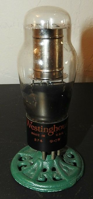 Vintage Westinghouse Vacuum Tube With Cast Metal Base Steampunk Art Unique