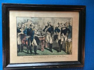 Rare N Currier And Ives Washington Taking Leave Lithograph Print Antique 1848