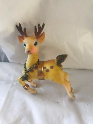 Vintage Rubber/plastic Yellow Flying Reindeer Figure Japan 33t