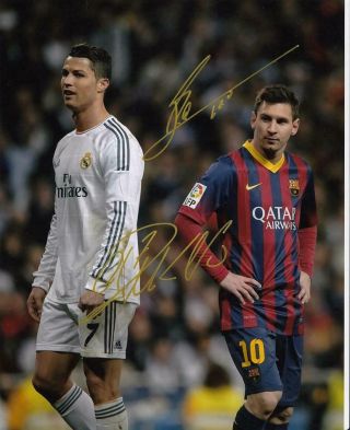 Lionel Messi & Cristiano Ronaldo Signed 8x10 Photo Barcelona & Real Madrid