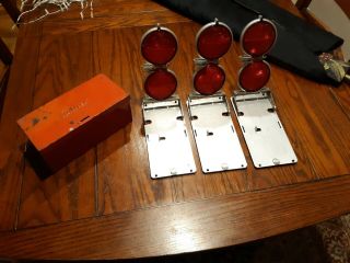 Vintage 3 Boxed Set Anthes Emergency Road Reflectors Steel Frames Made In Usa
