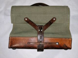 Vtg Swiss Army Ammo Bag Document Pouch First Aid Military Case Canvas Leather