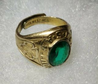 Vintage 10k Gold Filled Green Adjustable Girl Scout Ring
