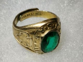 Vintage 10k Gold Filled Green Adjustable Girl Scout Ring 2