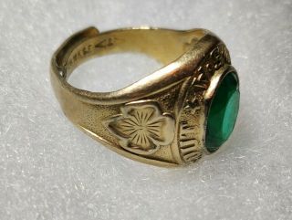 Vintage 10k Gold Filled Green Adjustable Girl Scout Ring 3