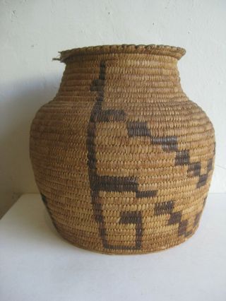 Antique Pima Native American Indian Large Basket Geometric Design Arizona Apache