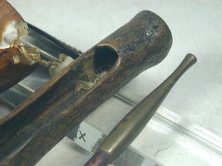 KISERU 13 Japanese Antique Copper Tobacco Smoking Pipe,  Wood Holder,  Horn Case 3