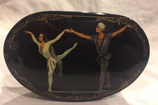 Vintage Hinged Hand Painted Russian Lacquer Box Signed Dated1998