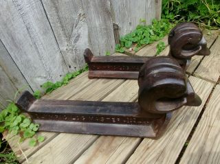 Xlnt Pair Antique Cast Iron Olympic Log Master Ram 