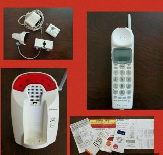 Vintage Radio Shack Cordless Telephone Et 3577 Big Button White Red