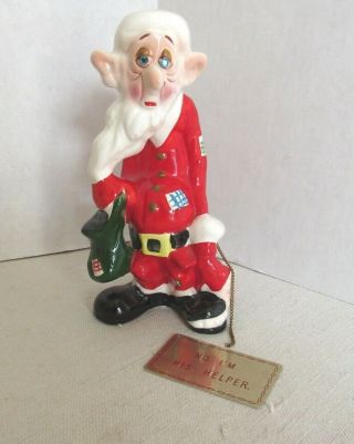 Vintage Ceramic Kreiss Psyco Santa Helper Chain Tag Japan/rhinestone Eyes