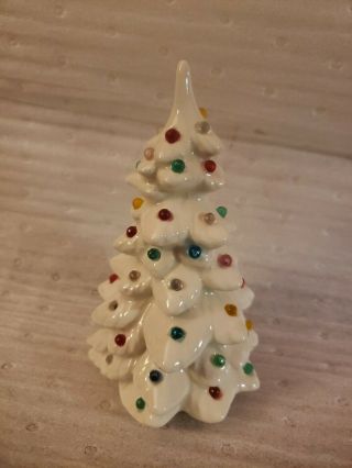 Vintage White Ceramic Mold 6 1/2 " T Christmas Tree