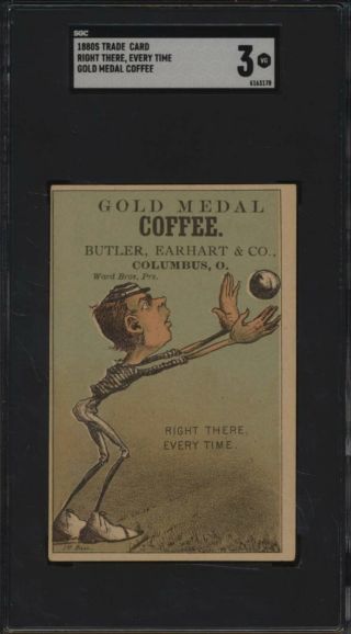 1880 Trade Card Gold Medal Coffee Nno Right There Every Time Sgc 3 Vg 54228