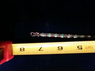 Vintage Sterling Silver Lime Green Stone Hinged Link Bracelet Retail $79.  99 3