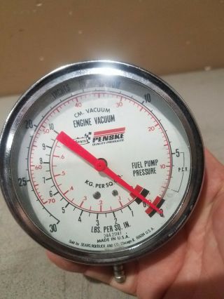 Vintage Vacuum Pressure Gauge Penske Sears 244 - 21141 Engine Fuel Pump