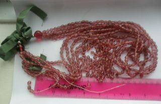 Vintage Jewellery Art Deco Long Heavy French ? Pink Glass Beads Necklace Restrin