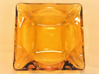 Vintage Viking Glass Retro Mid - Centruy Cigar Ash Tray Amber Glass