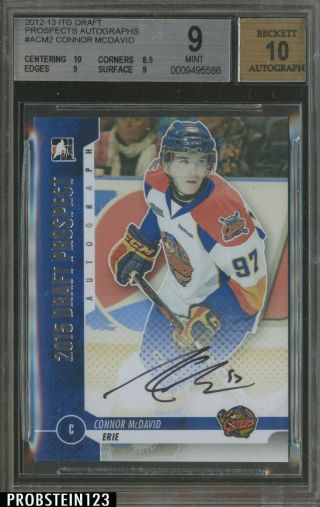 2012 - 13 Itg In The Game Draft Prospects Connor Mcdavid Rc Auto Bgs 9 W/ 10