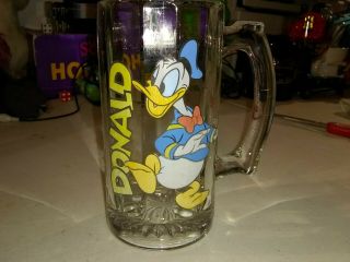 Rare Vintage Disney Donald Duck Glass Mug Heavy Very Rare