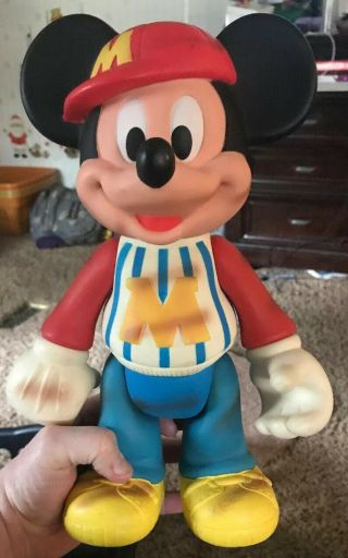 11 " Vintage Disney Mickey Mouse Vinyl Hard Plastic Figure Toy