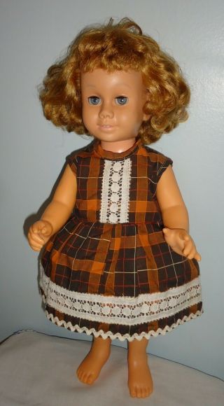 Vintage 1960 Mattel Chatty Cathy Doll Soft Face Cloth Speaker Dressed