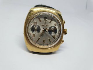 Vintage Cauny Prima Chronograph Dress Classic Big Case Gold Plated Man 