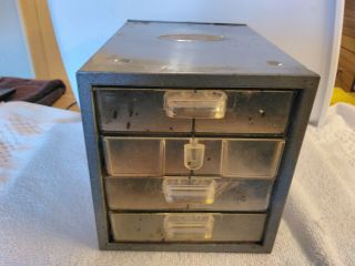 Vintage Craftsman 4 Drawer Small Part Storage Organizer Cabinet Metal Plastic