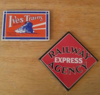 2 Vintage Railroad Magnets Ande Rooney Porcelain Enamel & Railway Express Agency