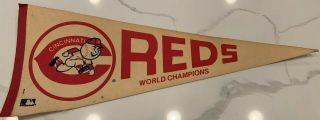 Vintage 1970s Cincinnati Reds Mlb World Champions 30” Full Sized Pennant