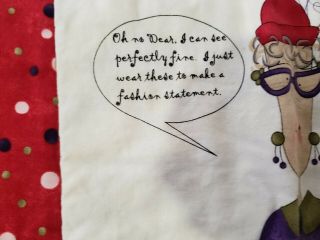 Vtg Handmade funny old women red hat society victoria tells all gone south quilt 3