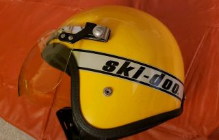 Vintage Skidoo Yellow Snowmobile Helmet Lm27086 Open Face W Visor Size Xl