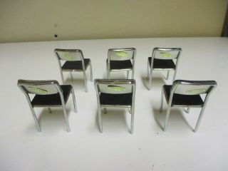 Vintage Dollhouse Miniature Furniture Chrome Metal Pleather Chairs Set of 6 3